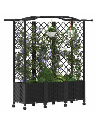 Letto Rialzato con Griglia e Tetto Nero 163 x 40 x 144 cm PP