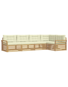 Set di divani da esterno 5 pcs Bianco e Crema 2