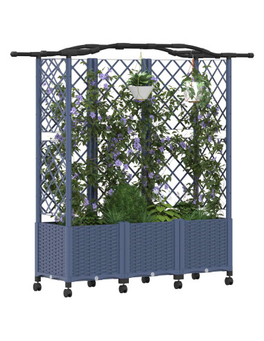 Letto Rialzato con Griglia e Tetto Grigio 163 x 40 x 144 cm PP