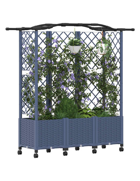 Letto Rialzato con Griglia e Tetto Grigio 163 x 40 x 144 cm PP