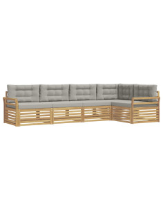 Set di divani da esterno 5 pcs Bianco e Grigio Chiaro 2