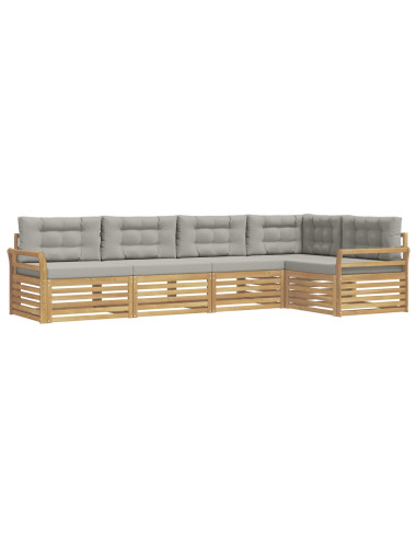 Set di divani da esterno 5 pcs Bianco e Grigio Chiaro