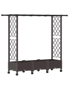 Letto Rialzato con Griglia e Tetto Marrone 164 x 40 x 127 cm PP 2