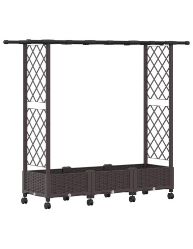 Letto Rialzato con Griglia e Tetto Marrone 164 x 40 x 127 cm PP