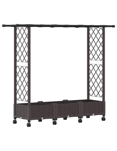 Letto Rialzato con Griglia e Tetto Marrone 164 x 40 x 127 cm PP