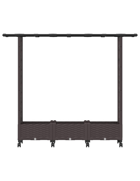 Letto Rialzato con Griglia e Tetto Marrone 164 x 40 x 127 cm PP