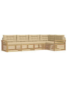 Set di divani da esterno 5 pcs Bianco e Beige 2
