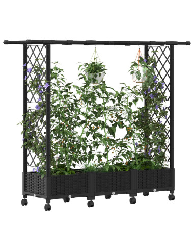 Letto Rialzato con Griglia e Tetto Nero 164 x 40 x 127 cm PP