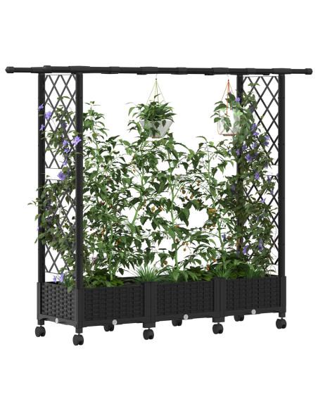 Letto Rialzato con Griglia e Tetto Nero 164 x 40 x 127 cm PP