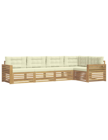Set di divani da esterno 5 pcs Bianco e Crema