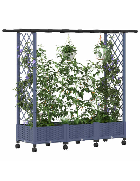 Letto Rialzato con Griglia e Tetto Grigio 164 x 40 x 127 cm PP