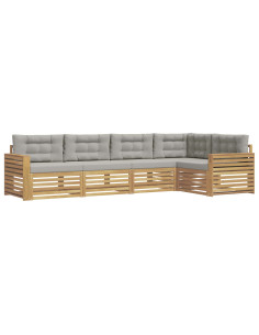 Set di divani da esterno 5 pcs Bianco e Grigio Chiaro 2