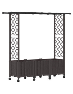 Letto Rialzato con Griglia e Tetto Marrone 162,5 x 40 x 142 cm 2