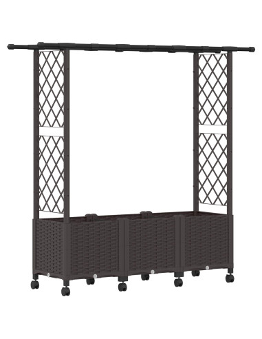 Letto Rialzato con Griglia e Tetto Marrone 162,5 x 40 x 142 cm