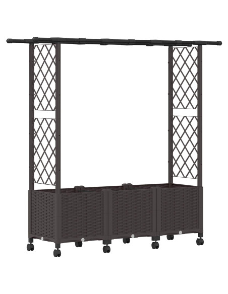 Letto Rialzato con Griglia e Tetto Marrone 162,5 x 40 x 142 cm