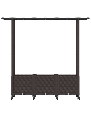 Letto Rialzato con Griglia e Tetto Marrone 162,5 x 40 x 142 cm