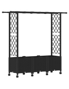 Letto Rialzato con Griglia e Tetto Nero 162,5 x 40 x 142 cm PP 2