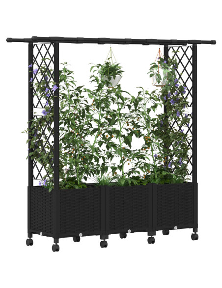 Letto Rialzato con Griglia e Tetto Nero 162,5 x 40 x 142 cm PP