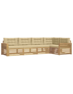 Set di divani da esterno 5 pcs Bianco e Beige 2