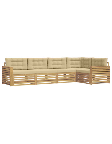Set di divani da esterno 5 pcs Bianco e Beige