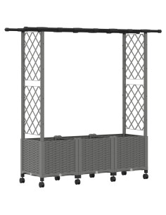 Letto Rialzato con Griglia e Tetto Grigio Chiaro PP 2