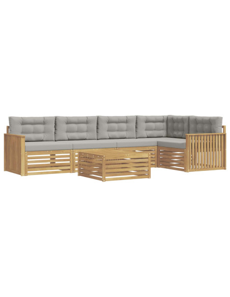 Set di divani da esterno 6 pcs Bianco e Grigio Chiaro