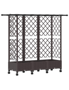 Letto Rialzato con Griglia e Tetto Marrone 164 x 40 x 127 cm PP 2