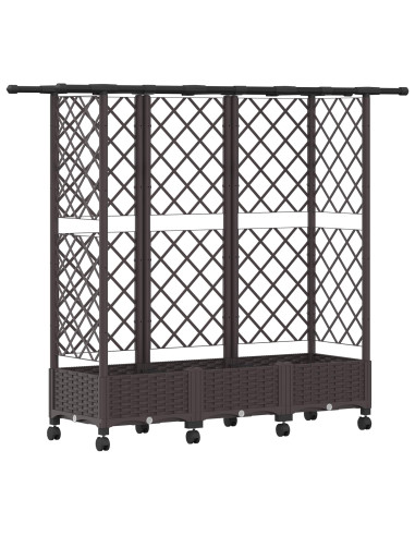 Letto Rialzato con Griglia e Tetto Marrone 164 x 40 x 127 cm PP