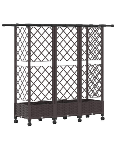 Letto Rialzato con Griglia e Tetto Marrone 164 x 40 x 127 cm PP