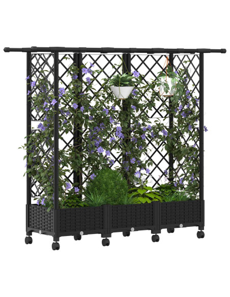 Letto Rialzato con Griglia e Tetto Nero 164 x 40 x 127 cm PP