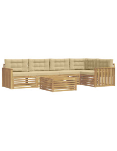 Set di divani da esterno 6 pcs Bianco e Beige 79 x 79 x 37 cm 2