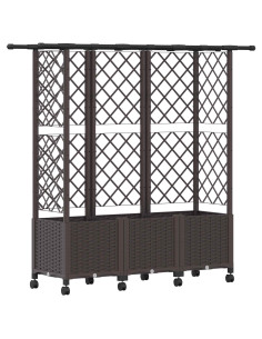 Letto Rialzato con Griglia e Tetto Marrone 163,5 x 40 x 142 cm 2