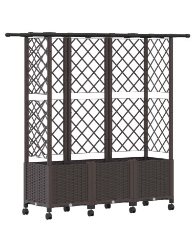 Letto Rialzato con Griglia e Tetto Marrone 163,5 x 40 x 142 cm
