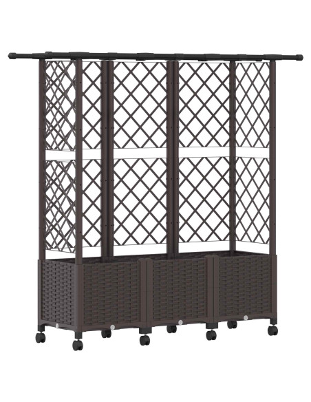 Letto Rialzato con Griglia e Tetto Marrone 163,5 x 40 x 142 cm