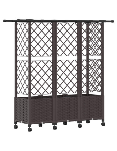 Letto Rialzato con Griglia e Tetto Marrone 163,5 x 40 x 142 cm