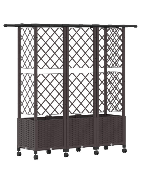 Letto Rialzato con Griglia e Tetto Marrone 163,5 x 40 x 142 cm