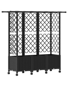 Letto Rialzato con Griglia e Tetto Nero 163,5 x 40 x 142 cm PP 2