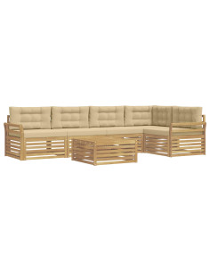Set di divani da esterno 6 pcs Bianco e Beige 79 x 79 x 37 cm 2