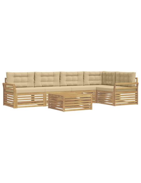 Set di divani da esterno 6 pcs Bianco e Beige 79 x 79 x 37 cm