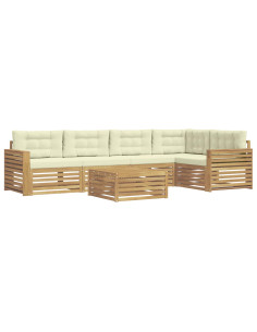 Set di divani da esterno 6 pcs Bianco e Crema 79 x 79 x 37 cm 2