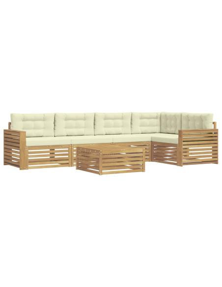 Set di divani da esterno 6 pcs Bianco e Crema 79 x 79 x 37 cm