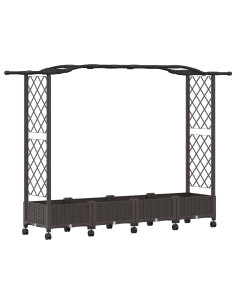 Letto Rialzato con Griglia e Tetto Marrone 207 x 40 x 129 cm PP 2