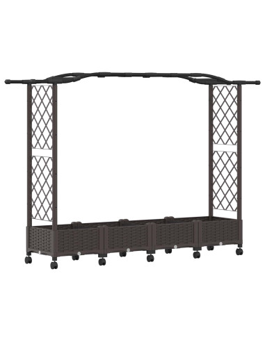Letto Rialzato con Griglia e Tetto Marrone 207 x 40 x 129 cm PP
