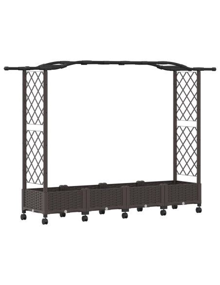 Letto Rialzato con Griglia e Tetto Marrone 207 x 40 x 129 cm PP