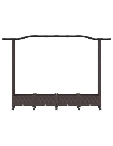Letto Rialzato con Griglia e Tetto Marrone 207 x 40 x 129 cm PP