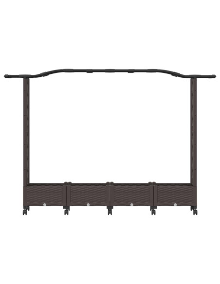 Letto Rialzato con Griglia e Tetto Marrone 207 x 40 x 129 cm PP
