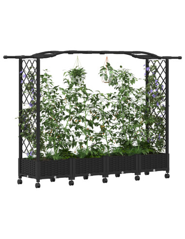 Letto Rialzato con Griglia e Tetto Nero 207 x 40 x 129 cm PP