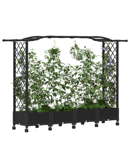 Letto Rialzato con Griglia e Tetto Nero 207 x 40 x 129 cm PP