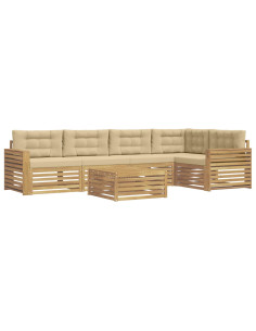 Set di divani da esterno 6 pcs Bianco e Beige 79 x 79 x 37 cm 2