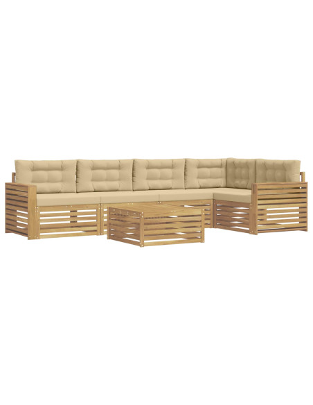 Set di divani da esterno 6 pcs Bianco e Beige 79 x 79 x 37 cm